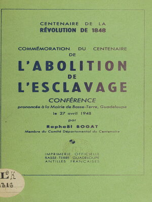 cover image of Commémoration du centenaire de l'abolition de l'esclavage